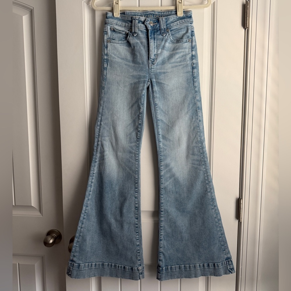 American Eagle Outfitters Light Blue Wide Leg Festival Flare Jean